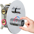 Temperature Display Shower Valve 3 Way Brass Rough-in Mixer and Round Trim Kit by FULAIWANG