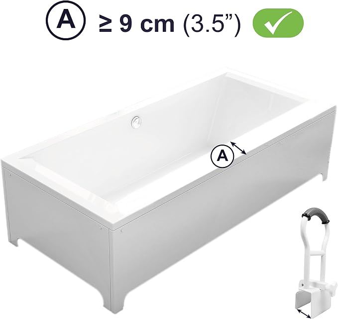 KMINA Bathtub Safety Rail, Padded Non-Slip Grip, Adjustable Grab Bar - Image 2