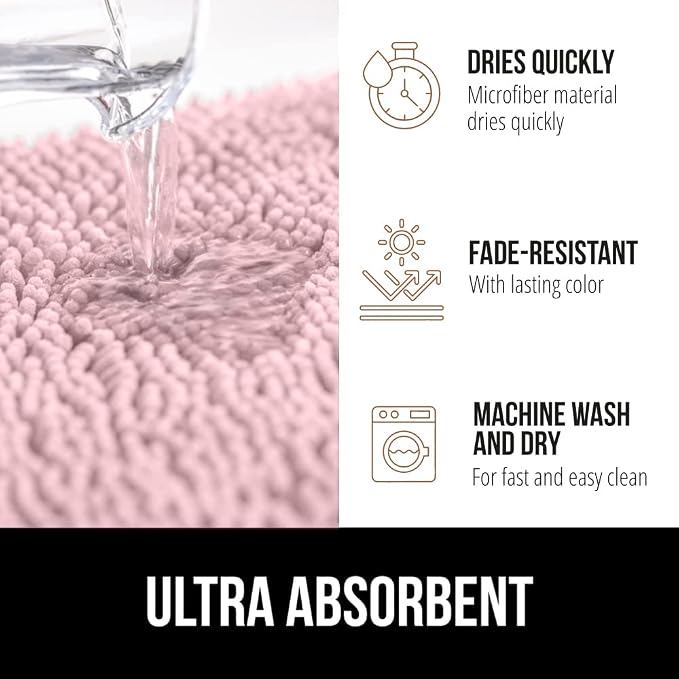 GORILLA GRIP Bath Rug Mat 30x20, Soft Absorbent Chenille, Quick Dry Microfiber - Image 4