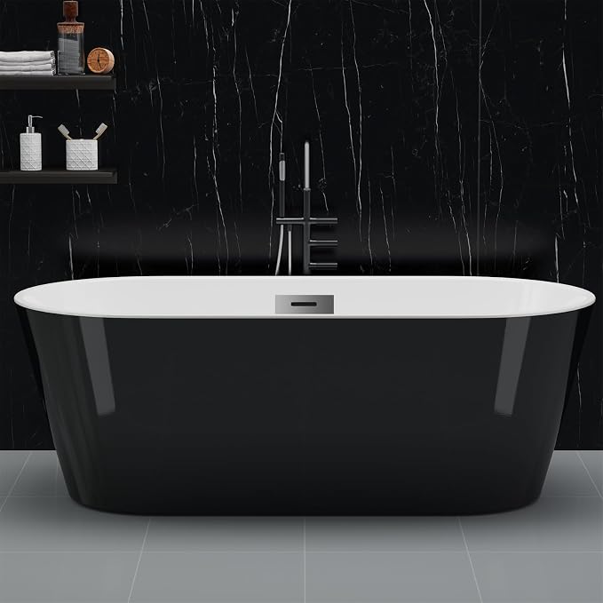 67" Freestanding Acrylic Bathtub, Modern Soaking Tub by Unknown