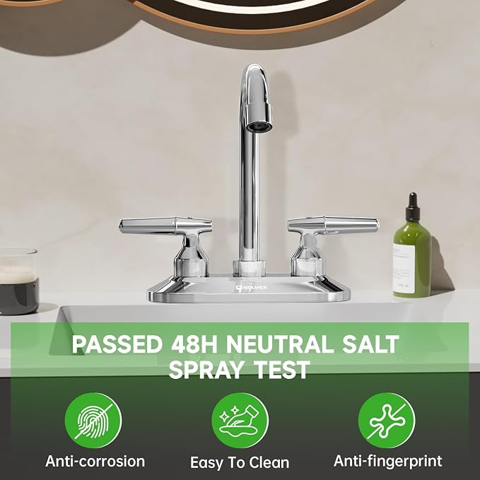 SOLVEX 2 Handle Bathroom Faucet 4 Inch Centerset Bathroom Sink Faucet, 3 Hole - Image 3