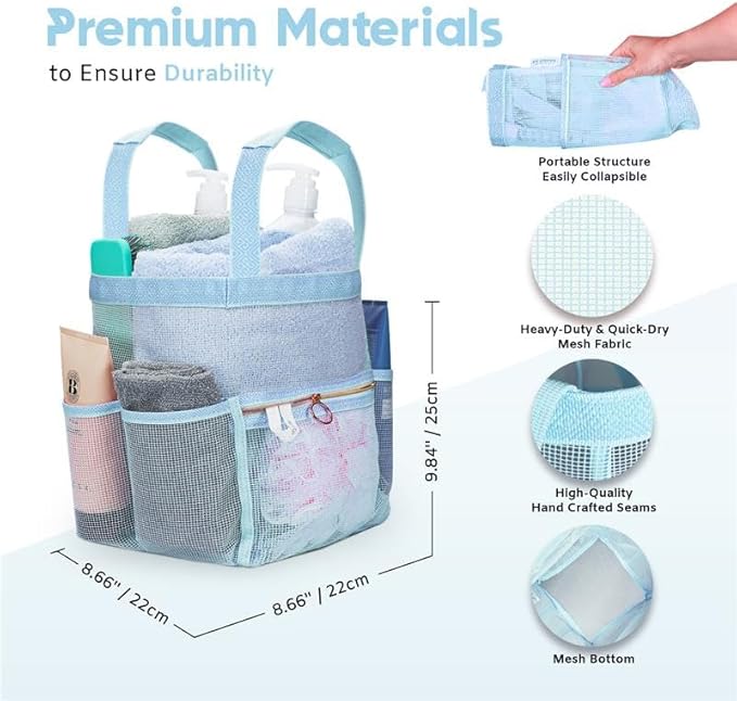 Mesh Shower Caddy Dorm, 7 Pockets & 1 - Image 3