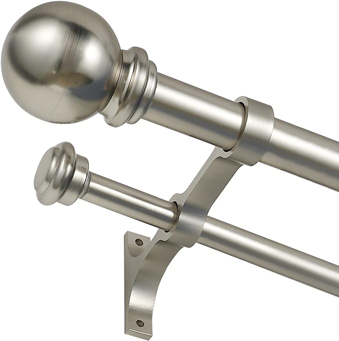 Double Curtain Rod 48 to 84 inch, Adjustable 1 inch Double Drapery Rod Rods by YuMierle