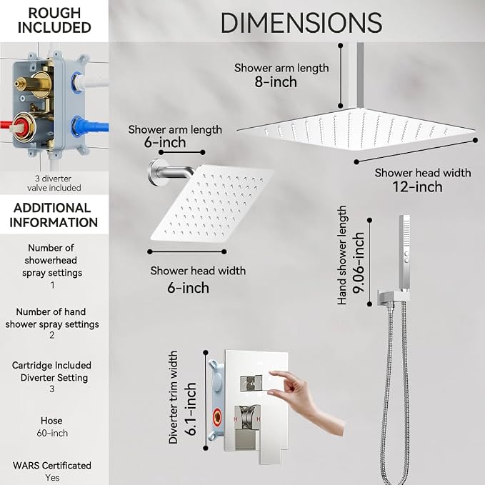 Shower Faucet Set Shower Systems, STARBATH 3 Way Shower Faucet - Image 6