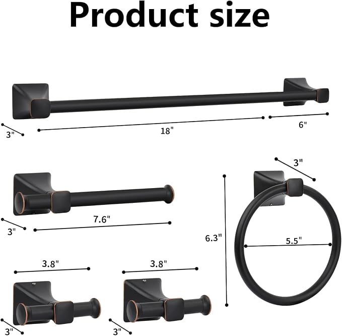 5 Piece Bathroom Hardware Accessories Set, SUS304 Stainless Steel Bath Towel - Image 7
