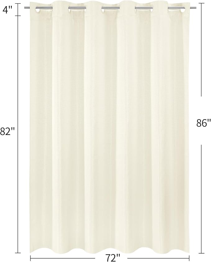 MitoVilla No Hooks Needed Extra Long Shower Curtain Liner Set, Ivory 86 inch XL - Image 7