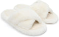 Chantomoo Womens Slippers Memory Foam Fuzzy Cross Band Faux Fur Slippers by Chantomoo