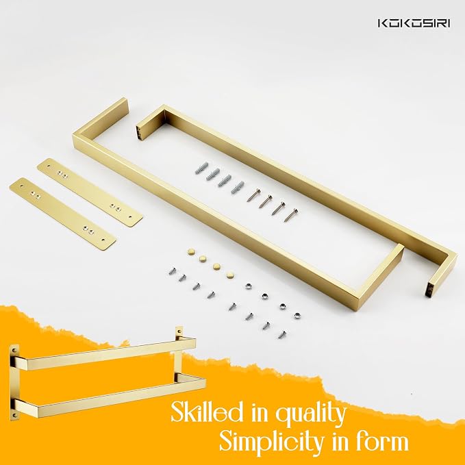 KOKOSIRI Bath Towel Bars 20-Inch Bathroom 2-Tiers Ladder Brushed Gold Towel - Image 8