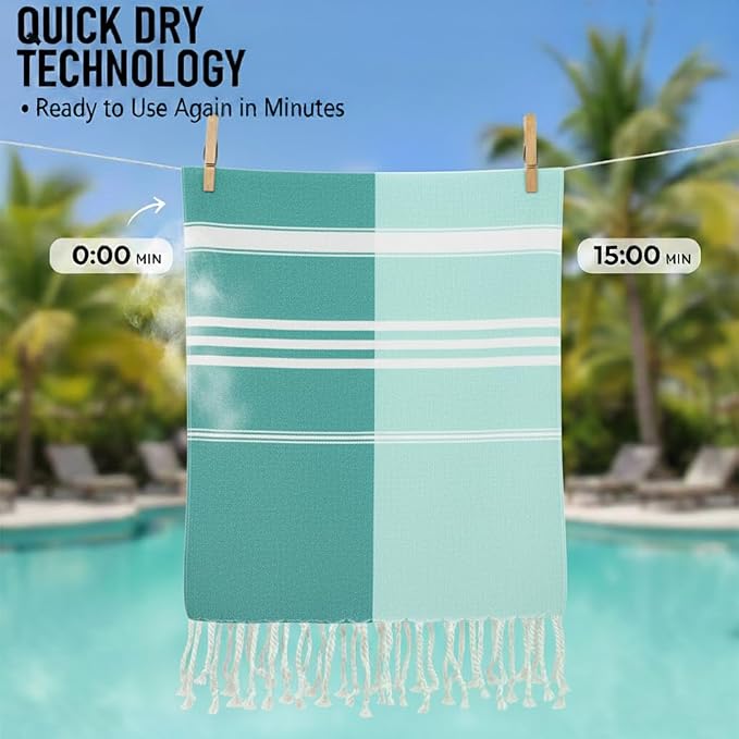 4 Pack Cotton Turkish Beach Towel Lightweight Thin Travel Vacation Essentials - Image 6