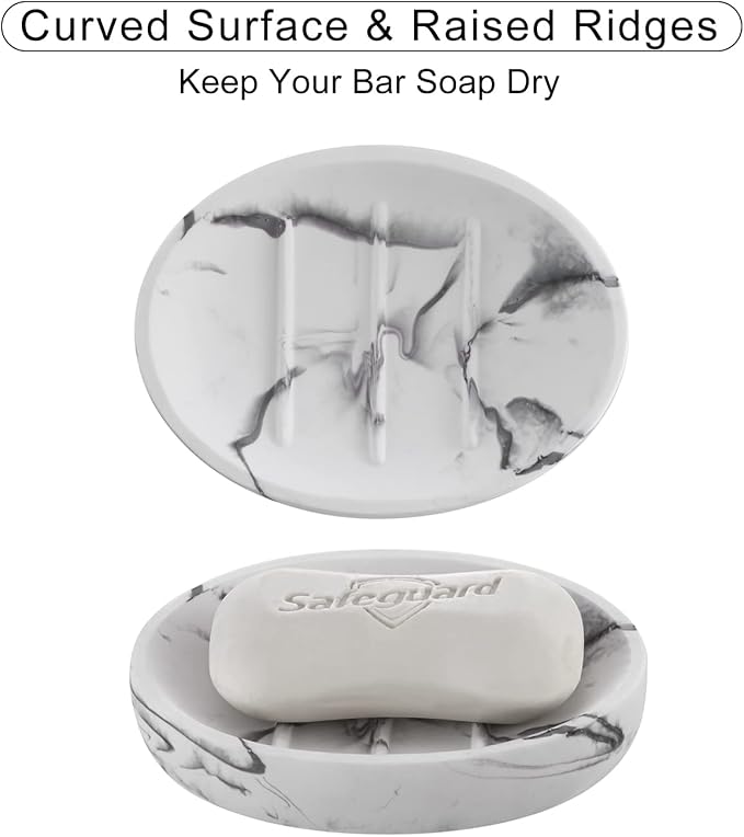 2 Pack Resin Soap Dish, Marble Look Soap Holder Shower Soap Dishes - Image 6