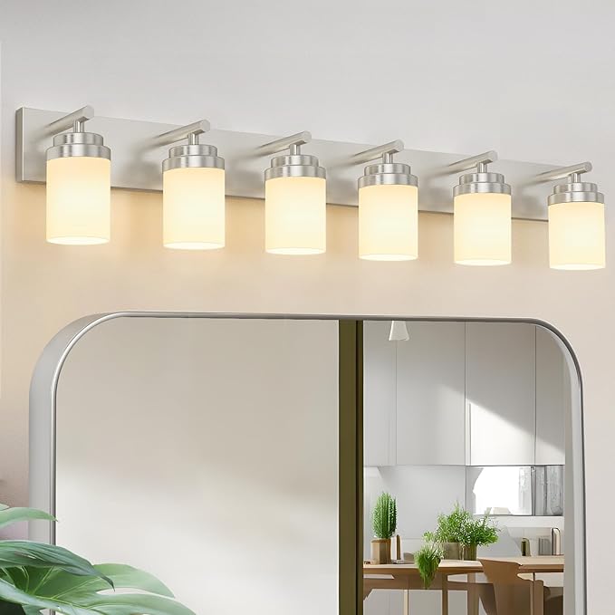 IZORRO Bathroom Vanity Light Fixture, 6-Light 43 Inch Brushed Nickel Bathroom by IZORRO
