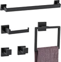 5 Pieces Towel Bar Set Matte Black Bathroom Hardware Accessories Set Include by Woekme