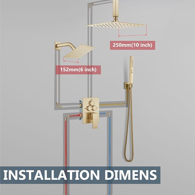 Aolemi Shower Faucet Set Ceiling Mount Shower System Rough-in Valve and Shower - Image 8