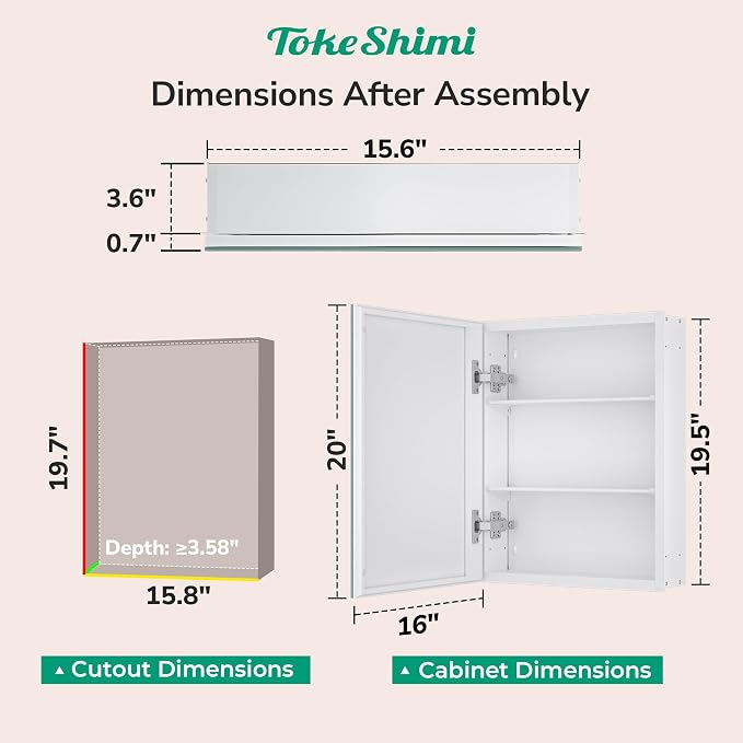 TokeShimi 16x20 Recessed Medicine Cabinet - Image 2