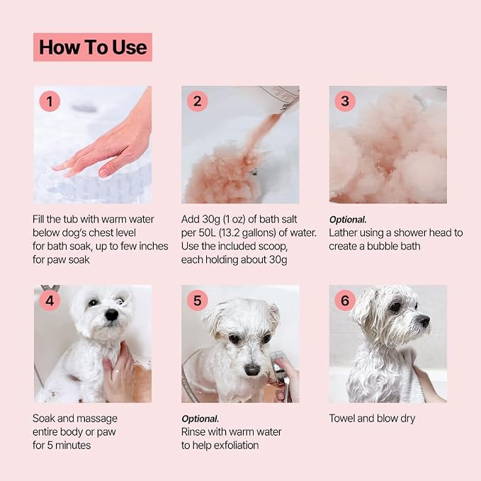PetO’Cera Rosé Salt Bath for Dogs, Himalayan Pink Salt, Soothes Dry, Itchy Skin - Image 6