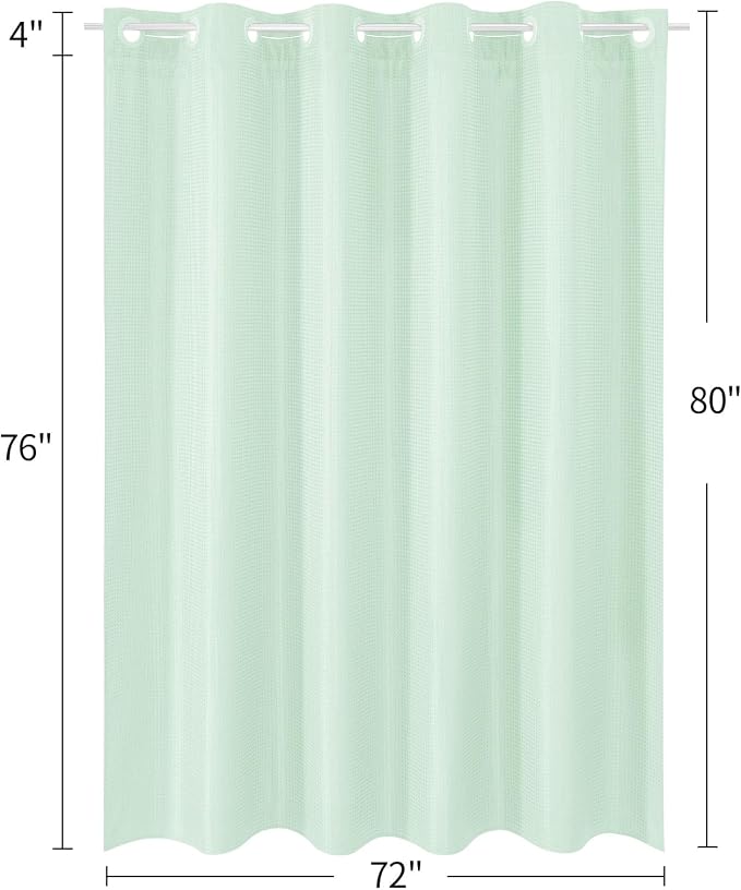 MitoVilla Green Long Shower Curtain Liner Set 72 x 80, No Hooks Needed 80 inch - Image 7