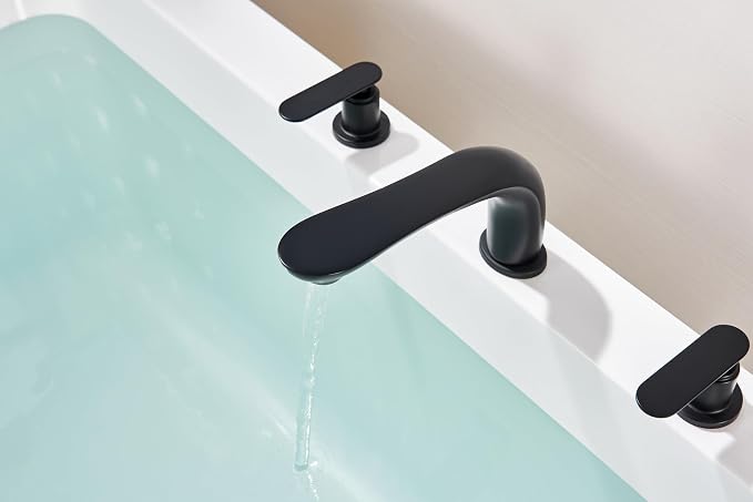 SITGES Classic Bathtub Faucet, 2-Handle Matte Black Tub Filler, 3-Hole - Image 5