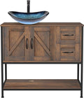 YOURLITE Bathroom Vanity, Dark Brown Modern Wood Washroom Cabinet by YOURLITE