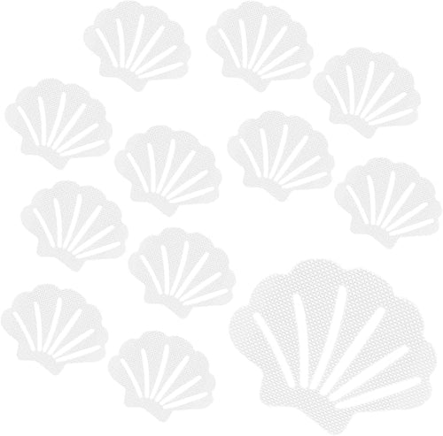 12 Pcs Non Slip Bathtub Stickers White Adhesive Decals Sea Shell Shape Shower by Coufce