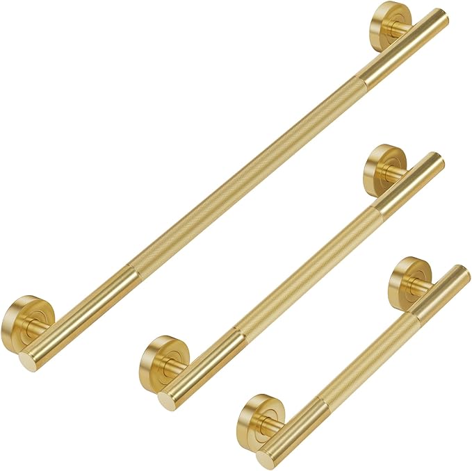 Lava Odoro Gold Shower Grab Bars, 3 Pack Stainless Steel Bathroom Safety Grab by LavaOdoro