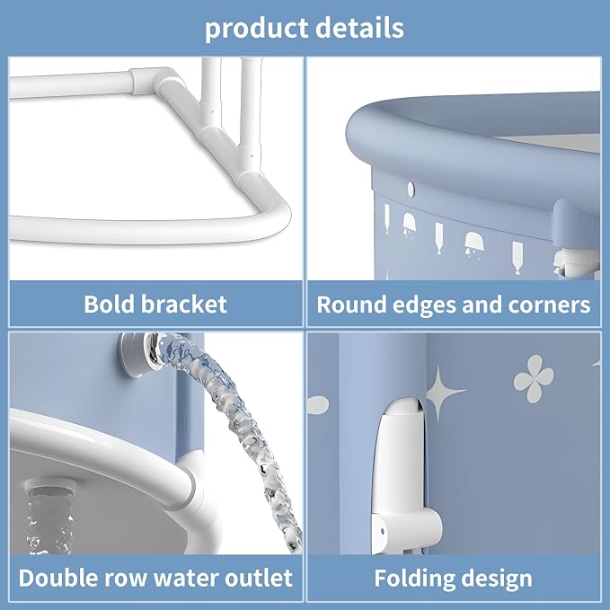 Foldable Bathtub for Adults, 28.8" Fan-Shaped Portable tub, Large Collapsible - Image 7