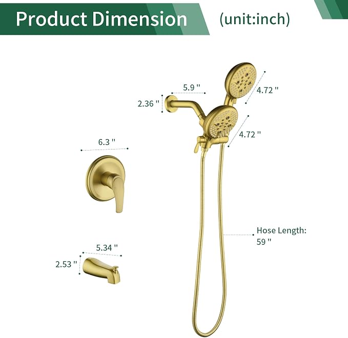 L829-3 Brushed Gold Shower Faucet Set - Image 8