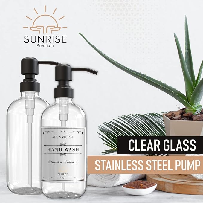 2 Pack Clear Glass Soap Dispenser 16 OZ - Image 8