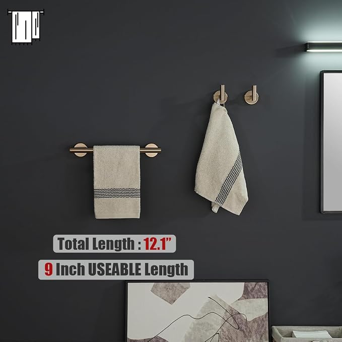 JQK Champagne Bronze Towel Bar, 12 Inch 304 Stainless Steel Thicken 0.8mm Towel - Image 3