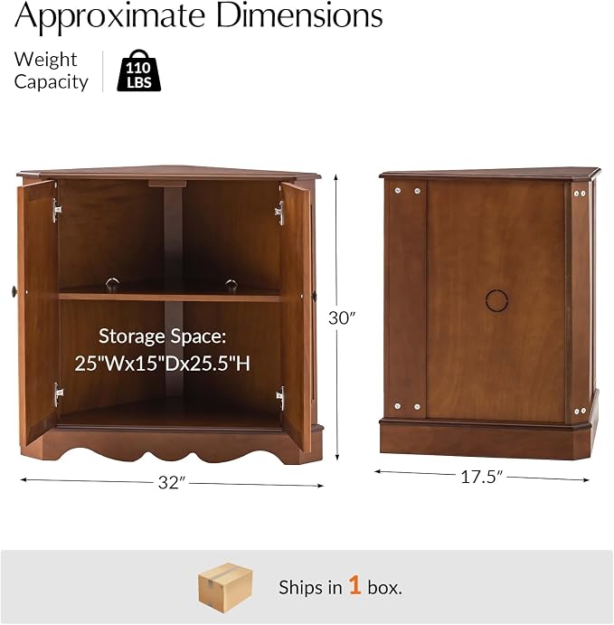 HULALA HOME Traditional Corner Triangle Cabinet, Freestanding Narrow Storage - Image 2