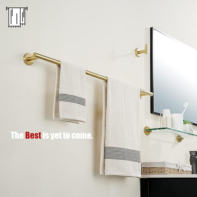JQK Gold Towel Bar, 33 Inch 304 Stainless Steel Thicken 0.8mm Towel Rack - Image 5