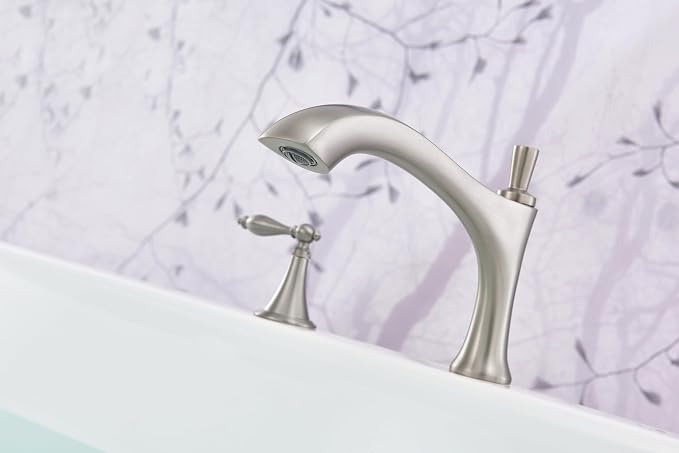 SITGES Antique-Inspired Brass Bathtub Faucet, 2-Handle Medium Arc Roman Tub - Image 3
