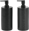 2-Pack Matte Black Resin Refillable Shampoo & Body Wash Bottles – Modern by IndecorHome