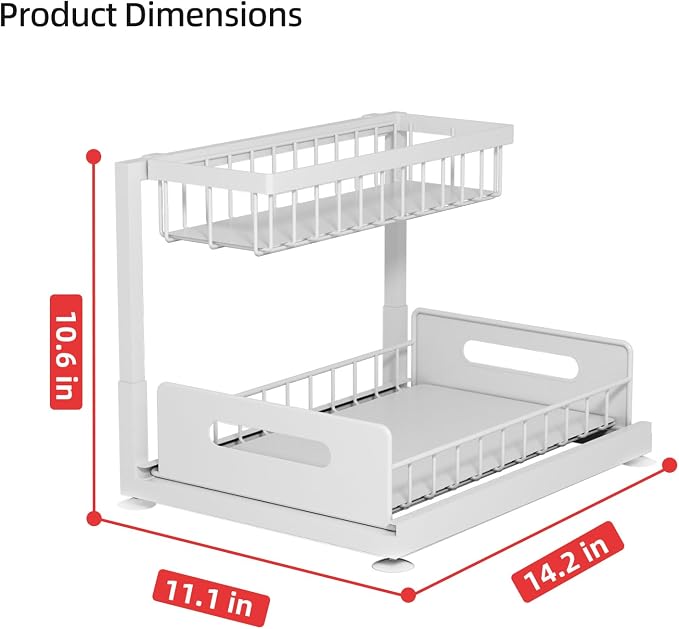 2-Tier Under Sink Slide Out Organizer, 2 Pack Pull Out Cabinet Storage Shelf - Image 7