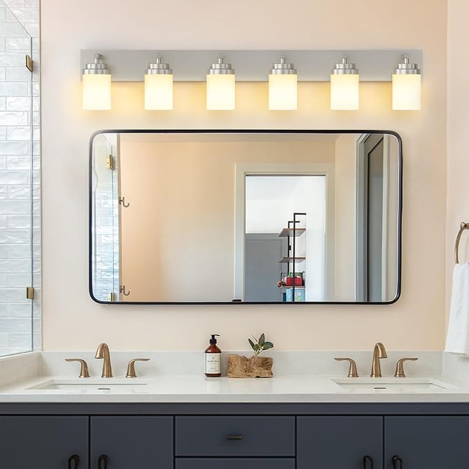 IZORRO Bathroom Vanity Light Fixture, 6-Light 43 Inch Brushed Nickel Bathroom - Image 4