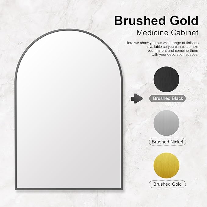 Recessed Medicine Cabinet with Mirror, Arched Medicine Cabinet Mirrors - Image 5