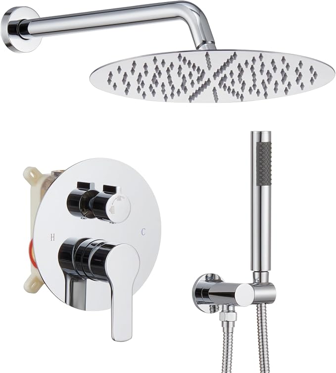 Iriber Chrome Shower System Wall Mounted Shower Faucet Mixer Set by Iriber