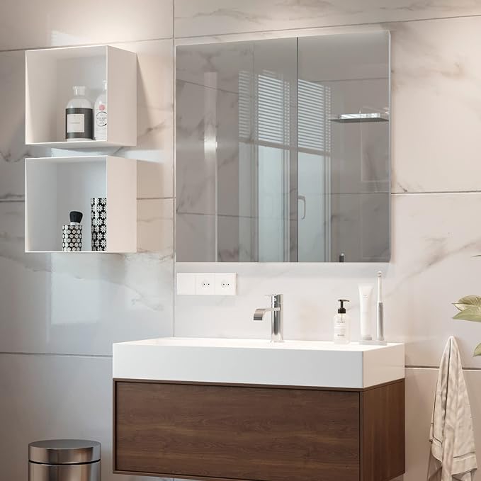 Fundin Stainless Steel Medicine Cabinet, Bathroom Mirror Cabinet, Surface Mount - Image 8