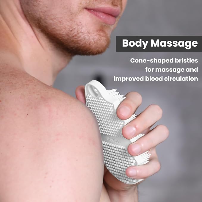 Silicone Body Scrubber Silver-Infused Dual-Sided 3-in-1 - Image 3