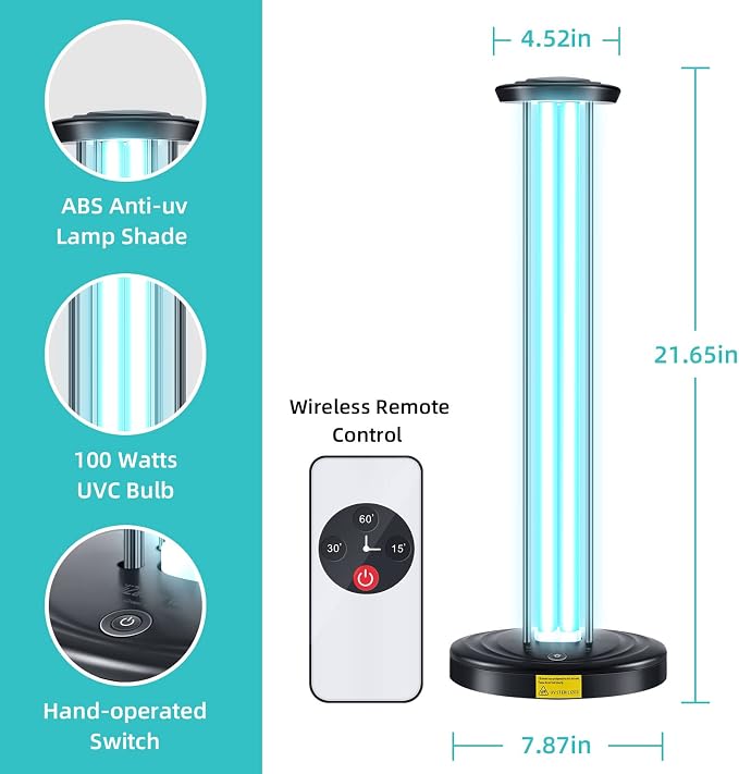 100W UV Light with Ozone, 3-Gear Timer & Remote Control, Home Purification - Image 3