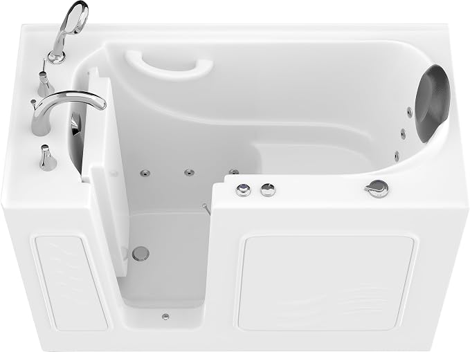 ANZZI Whirlpool Walk-In Bathtub 26" x 53" White Acrylic Left Drain 15 Jets - Image 9