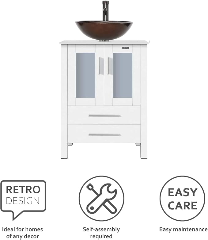 eclife 24" Modern Bathroom Vanity Sink Combo Freestanding Cabinet - Image 5