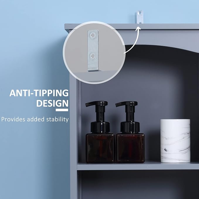 HOMCOM Bathroom Storage Cabinet, Free Standing Bathroom Storage Unit, Tall - Image 6
