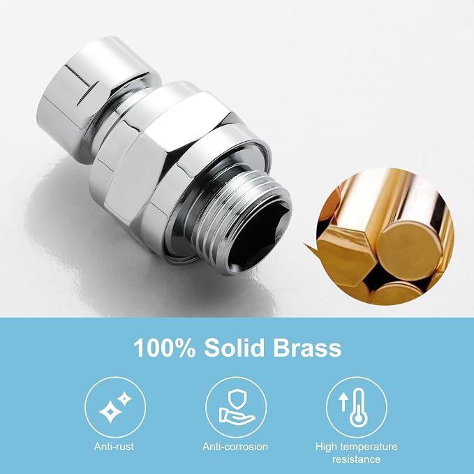 OFFO Shower Head Swivel Ball Adapter, All Metal Adjustable Shower Arm Extension - Image 3