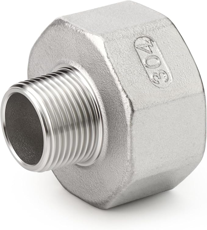 TAISHER 2PCS 304 Stainless Steel Pipe Fitting, 1/2" NPT Male x 1-1/4" NPT Female - Image 3