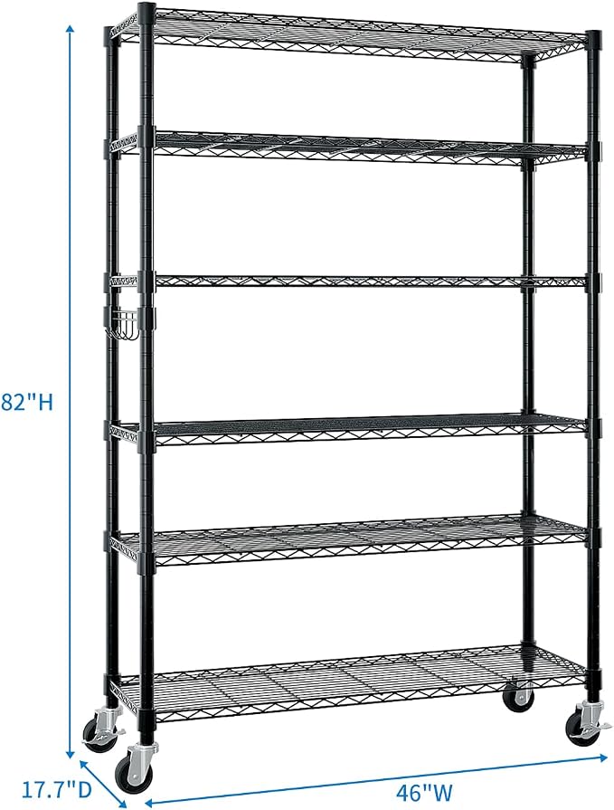 6 Tier Storage Racks Shelving, Heavy Steel Pantry Shelves, Adjustable Wire - Image 3