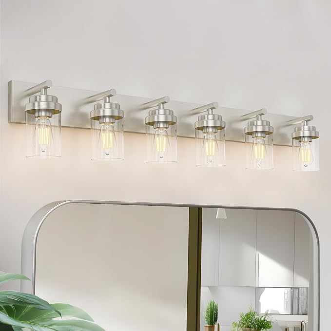 IZORRO Bathroom Vanity Light Fixture, 6-Light 43 Inch Brushed Nickel Bathroom by IZORRO