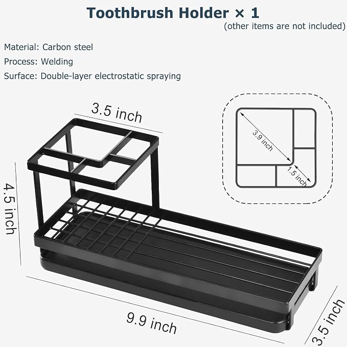 Matani Black Toothbrush Holder for Bathroom Sink, Countertop Organizer - Image 5