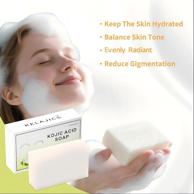 Kojic Acid Soap Bars with Retinol, Vitamin C, Fresh Coconut Scent - Image 3