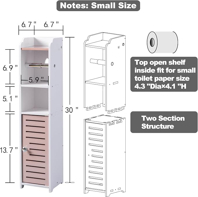 AOJEZOR Toilet Paper Holder Stand: Small Bathroom Storage Cabinet - Image 5