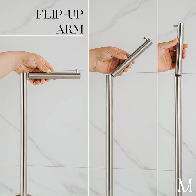 Marmolux Acc - Free Standing Toilet Paper Holder Stand Brushed Steel Finish 1pc - Image 3